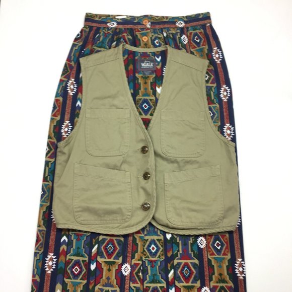 Vintage Woolrich Skirt Vest Set 8 Aztec SW Boho - Picture 1 of 12